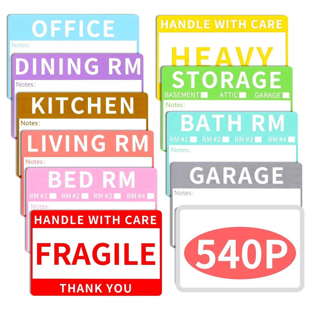 3004 540 PCS Moving Labels, 10 Color Coded Moving Stickers Including